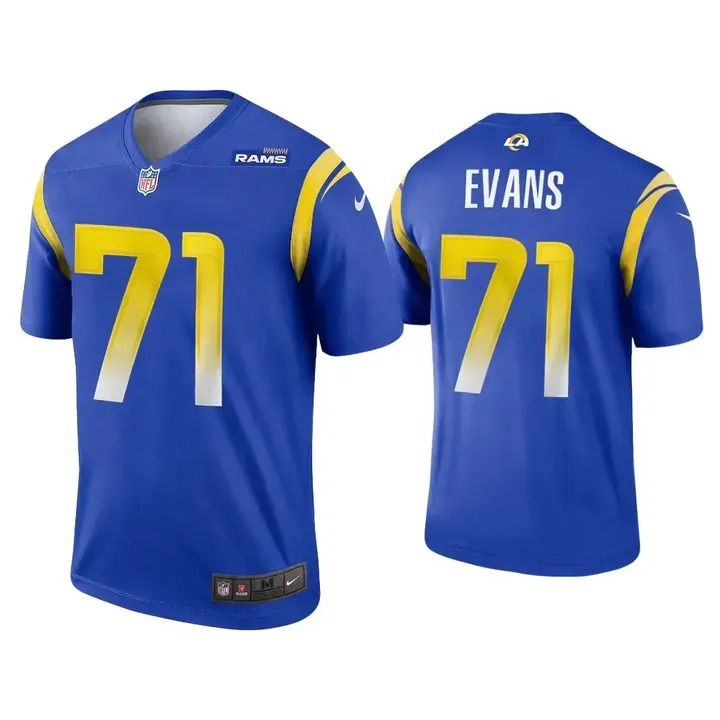 Men Los Angeles Rams 71 Bobby Evans Nike Royal Legend NFL Jersey